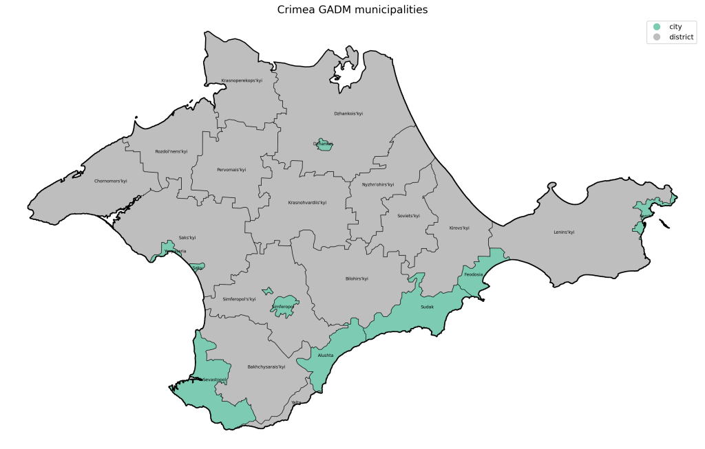 Crimea with projected boundaries
